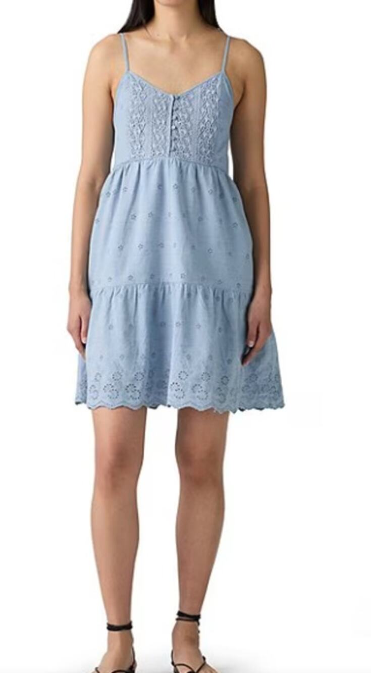 Levi's Women's Cora Cotton Eyelet Mini Dress Blue Size M